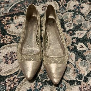 Adrianna Papell Gold Pointed Toe Flats, 39.5 (9.5)